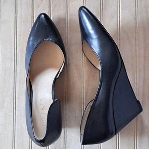 1.State Melman Wedge D'orsay Pointed Toe Leather Upper Pumps, Size 9.5
